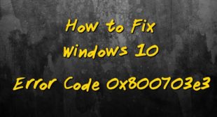 How to Fix Error Code 0x800703e3