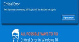 How to Fix Start Menu Critical Error in Windows 10?